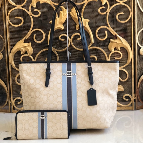 Coach Handbags - NWT Coach Signature city zip tote&LG wallet
